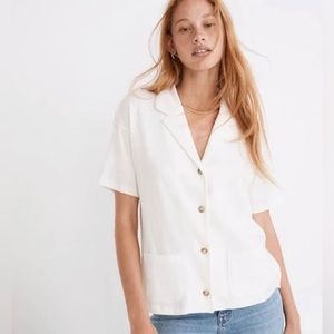 NWOT- Madewell Knight Lightspun Campshirt in Ivory, size L